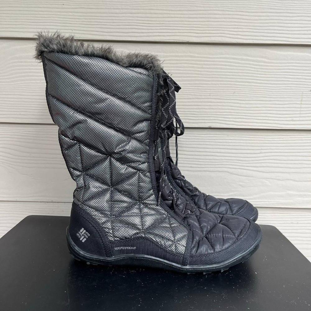 Columbia Women's Omni Heat Black Waterproof Quitled Winter Black Bloots Size 10 - Picture 1 of 11
